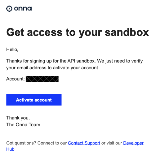 Image of account activation email