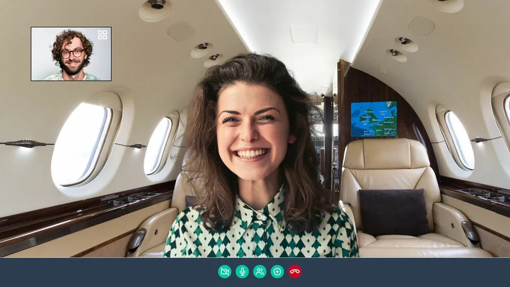Private jet fun background for Microsoft Teams