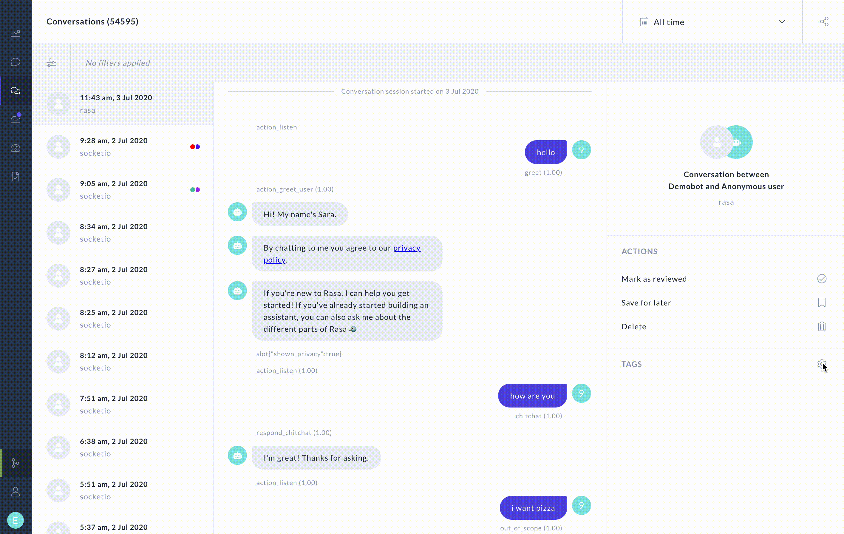 Create + add / remove tags from conversations