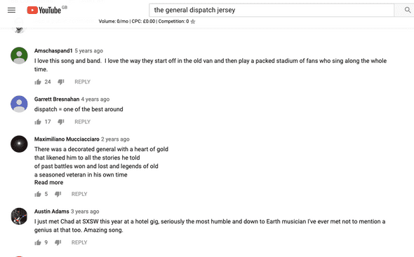 Dispatch youtube comments