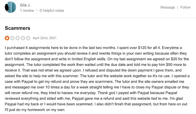 negative reviews about homeworkmarket.com on sitejabber.com