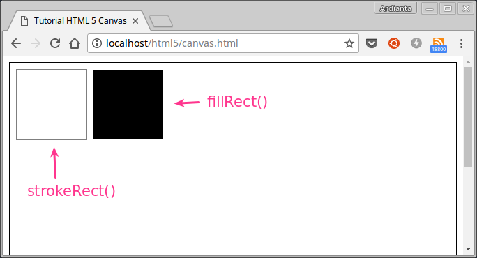 Draw two squares in HTML5 Canvas
