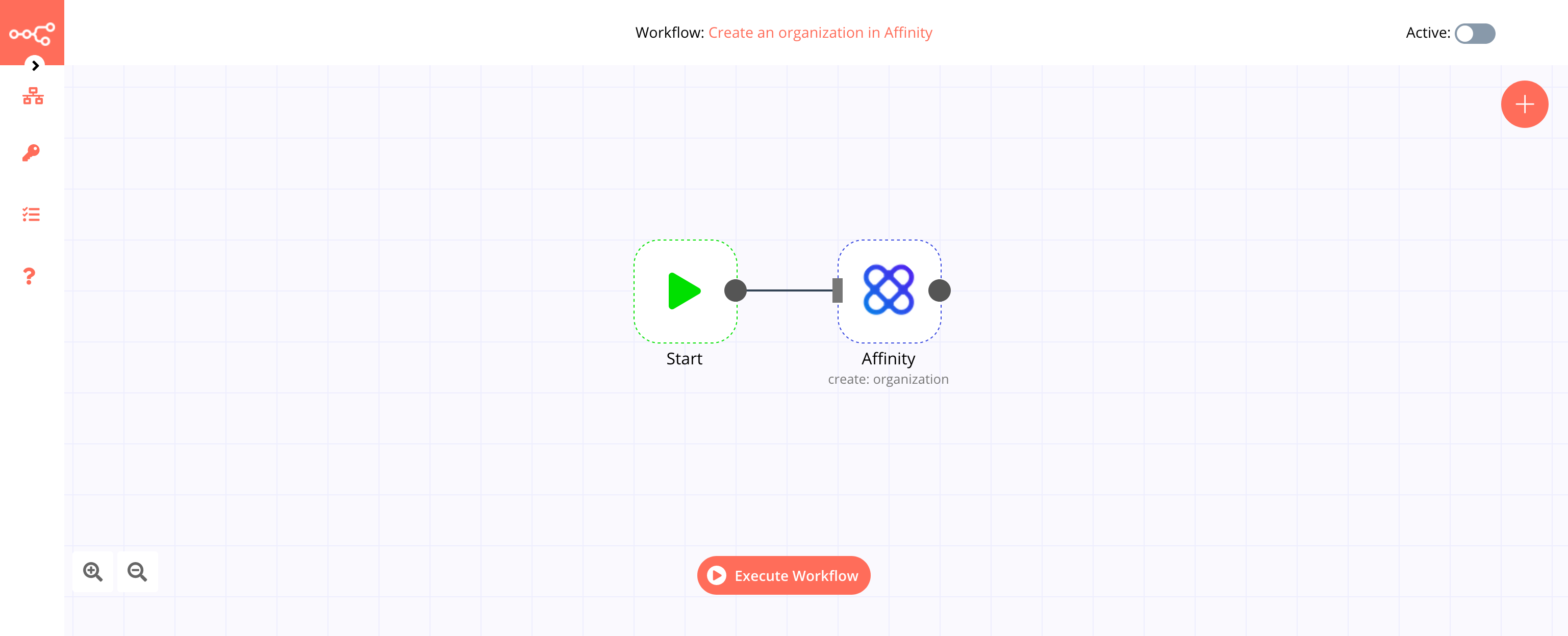 A workflow with the Affinity node