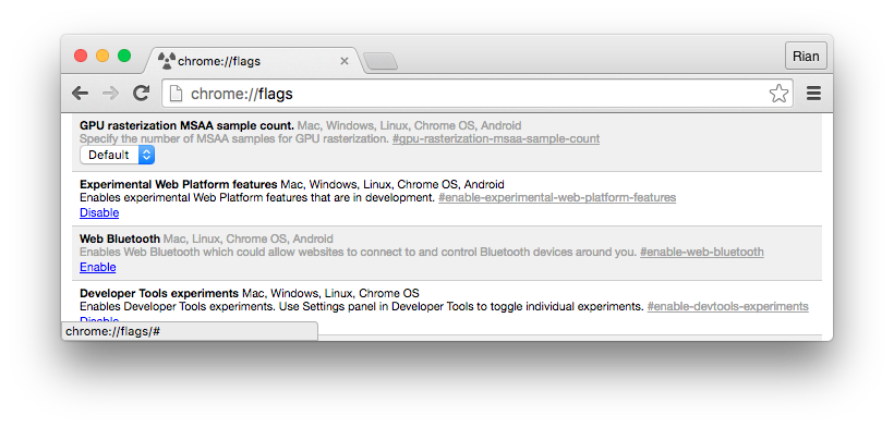 Chrome Flags Settings