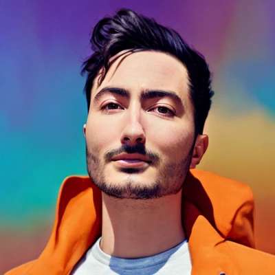 an ai generated image of myself with a colorful background