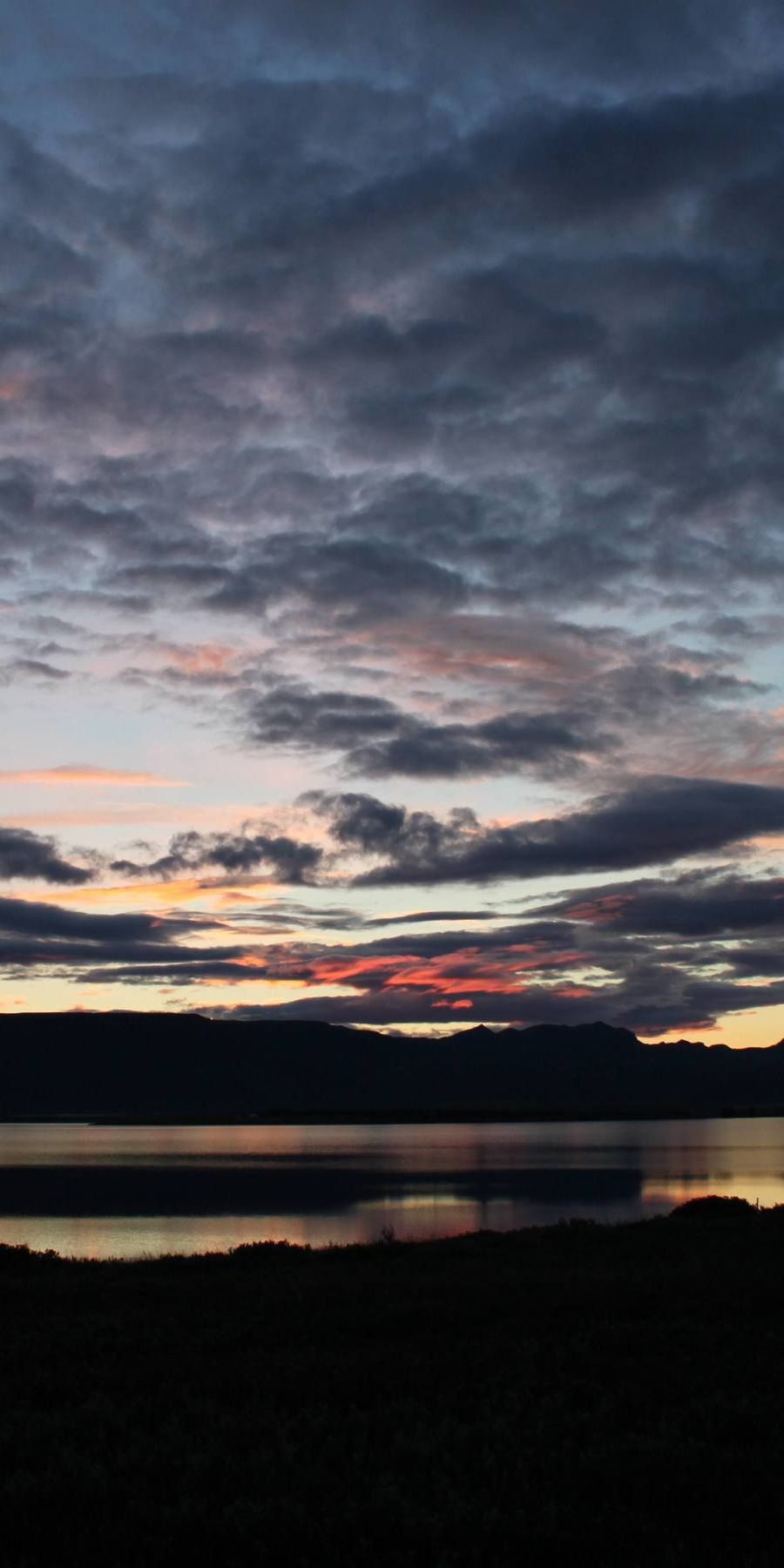 Beautiful sunset at lake Apavatn