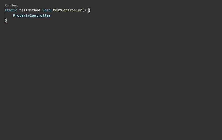 Animation showing code completion of PropertyController