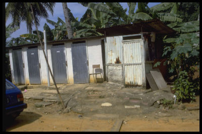 A row of outhouse toilets in Kampong Marang.