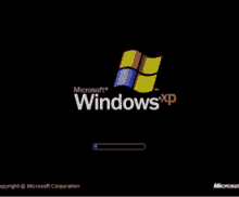 An animation showing the windows xp loading screen which cuts to Never Gonna Give you up by Rick Astley