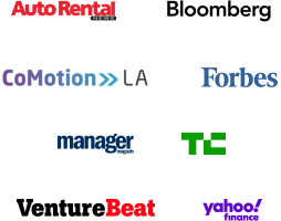 2 logos of reputable online news sites TechCrunch and AutoRental news.