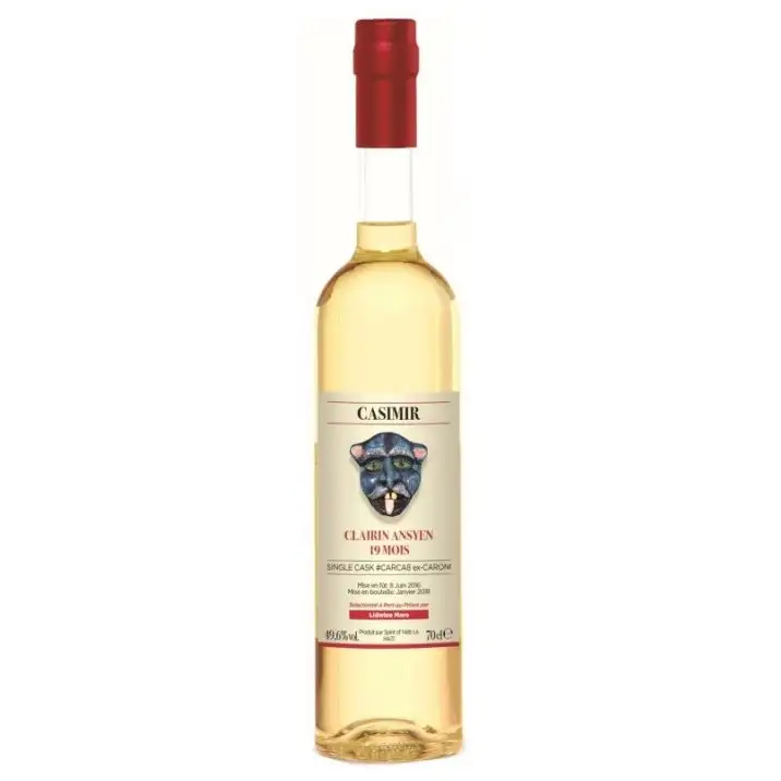 Image of the front of the bottle of the rum Clairin Ansyen 19 mois (Ex-Caroni)