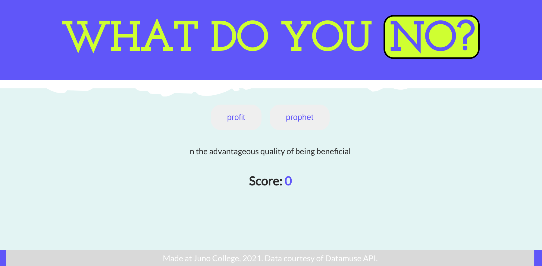 An image of the web app 'What Do You No?'