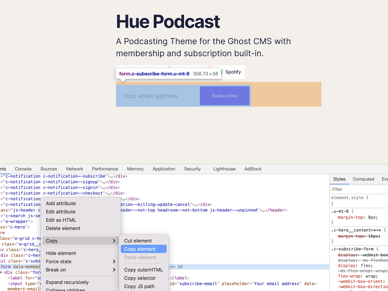 Subscribe Form Embed Source Code