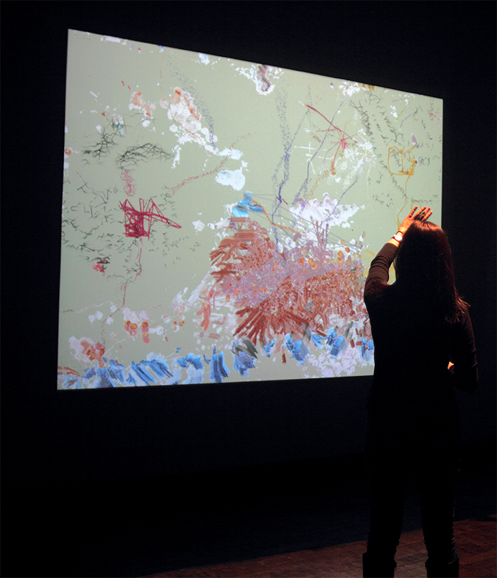 Camille Utterback (b. 1970), installation view of Untitled 5, 2004, interactive installation