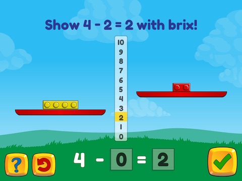 Basic subtraction within 10 using brix (scales) Math Game