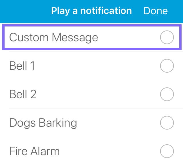 Click custom message