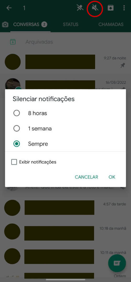Desativar notificações de grupos no Whatsapp