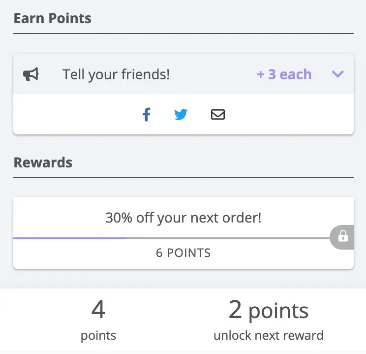 Example reward level giveaway.