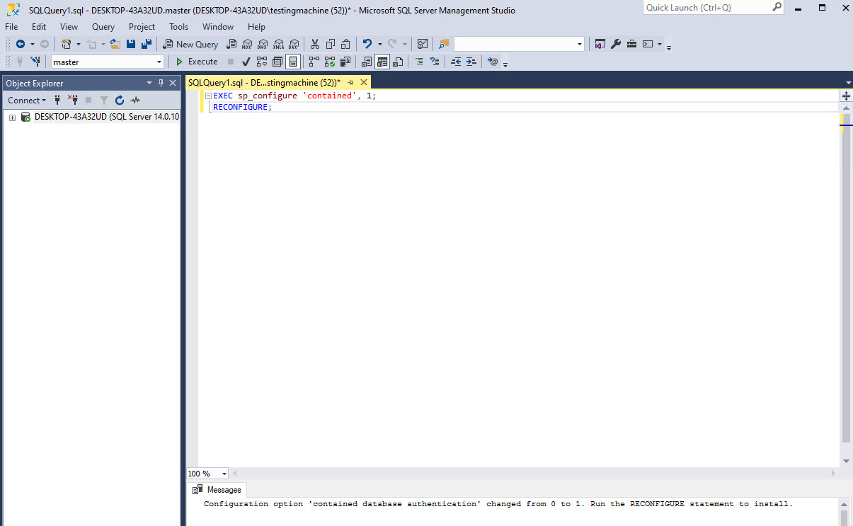 Enable Contained Database Authentication