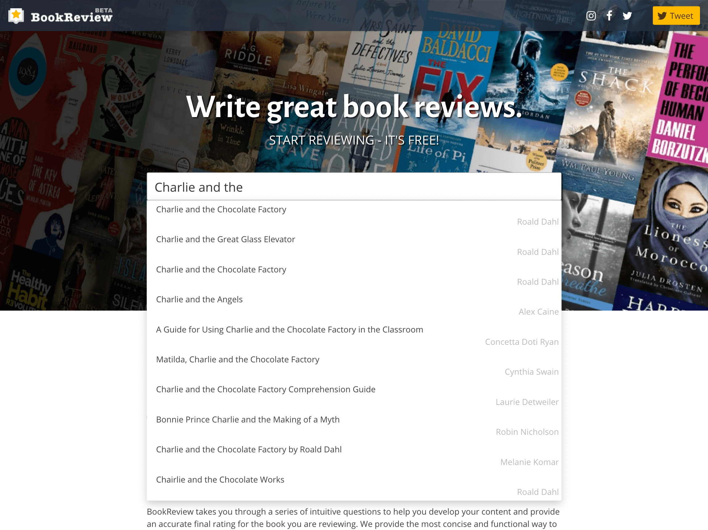 BookReview home page