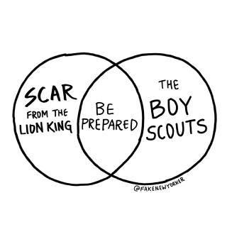 Venn Diagram with Scar from The Lion King and The Boy Scouts. They have Be Prepared in common