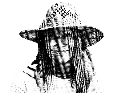 Halftone black and white image of Kirsty McLachlan