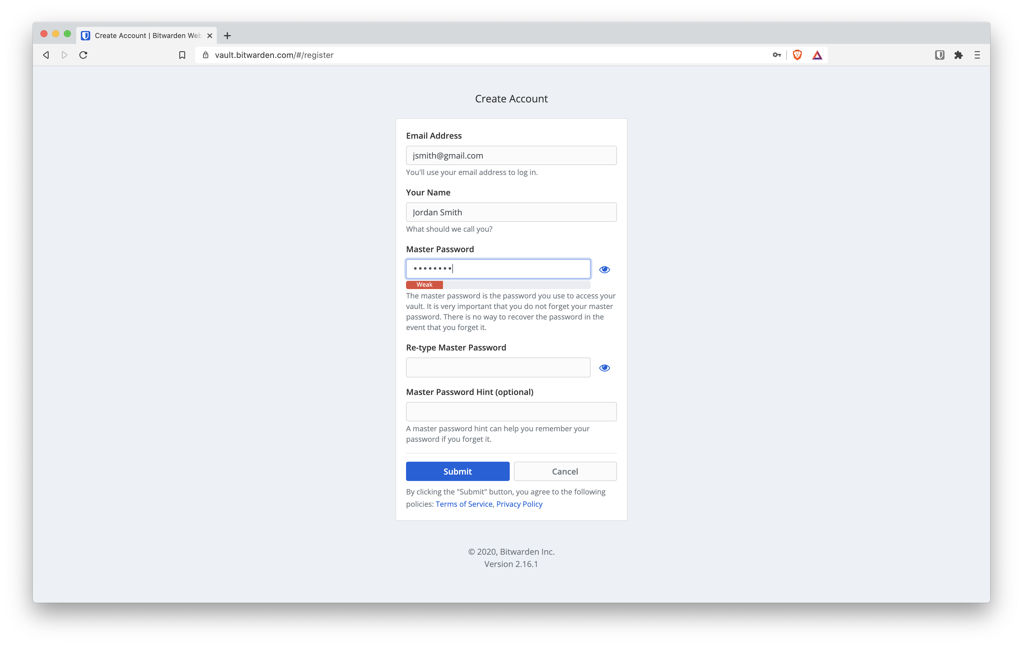 Figure: Create a Bitwarden Account