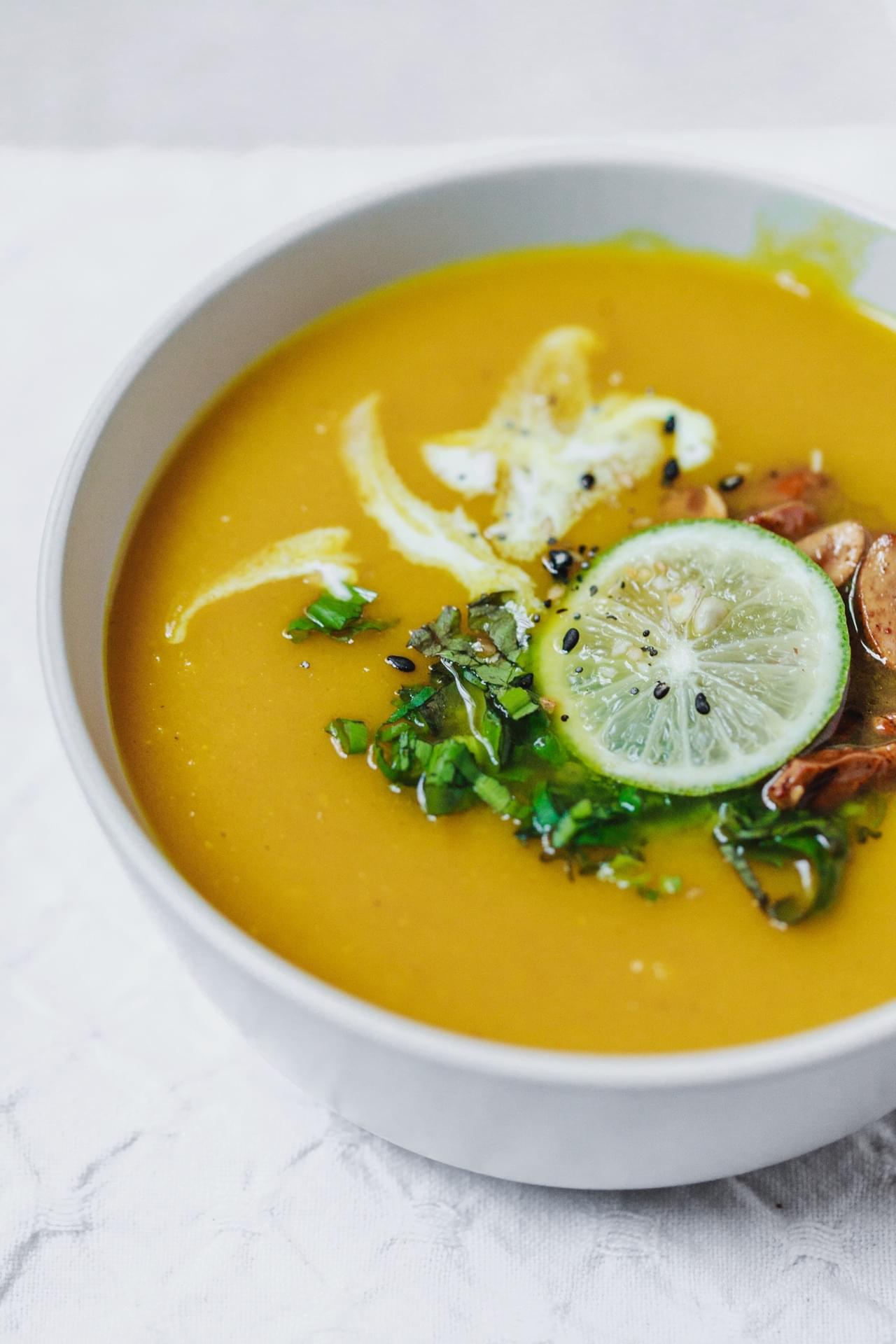 Thai Spiced Roasted Butternut Squash Soup | Olive & Mango