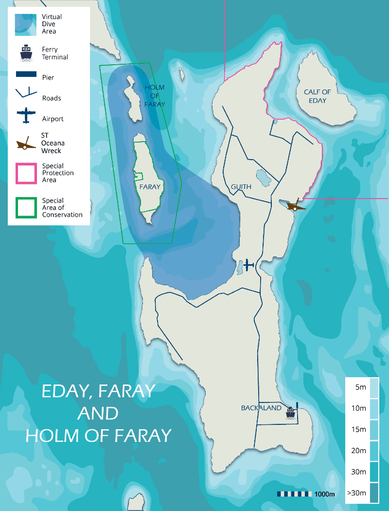 Eday, Faray and Holm of Faray map