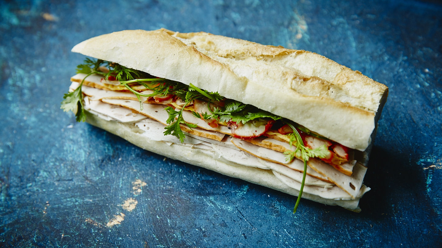 A traditional banh mi sandwich