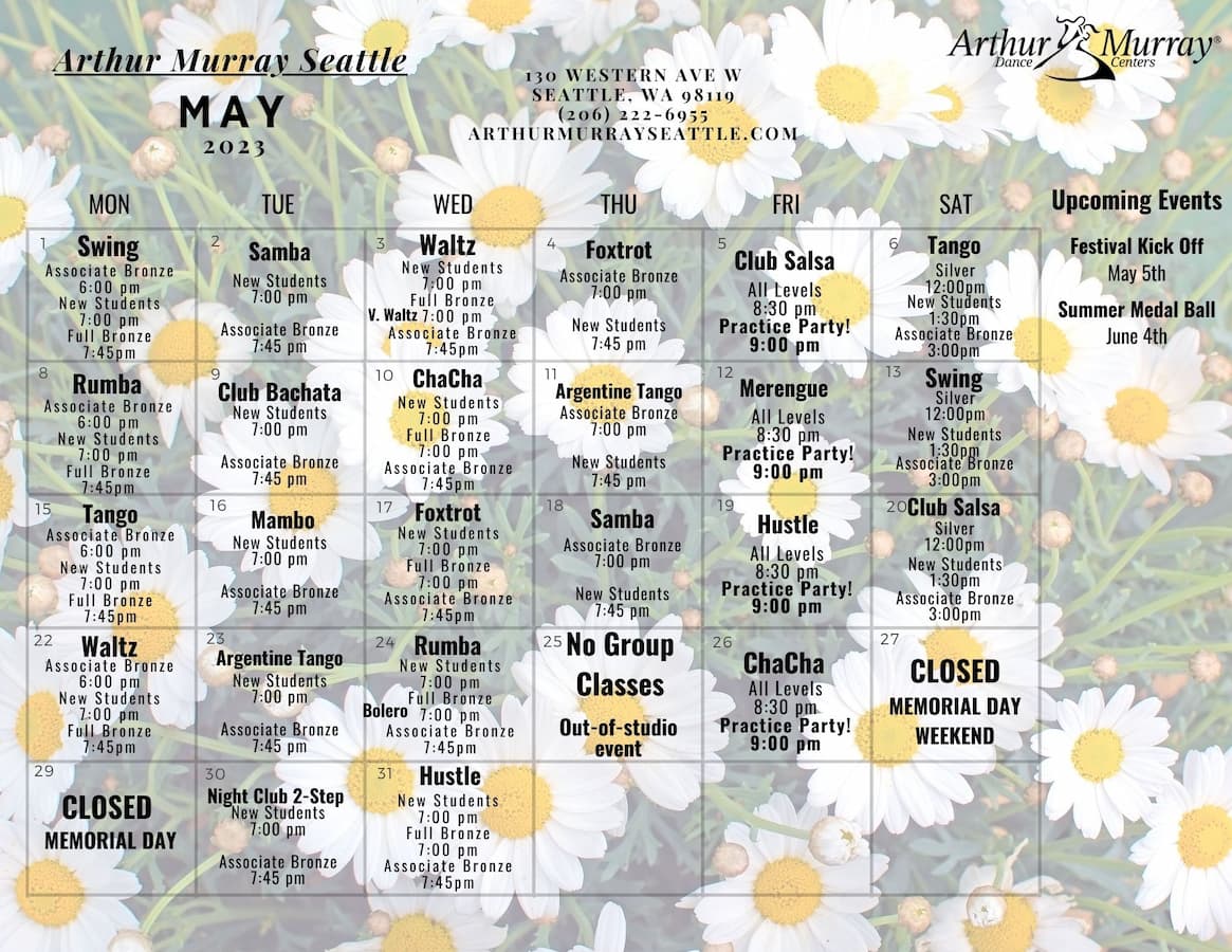 Arthur Murray Seattle Group Class Calendar