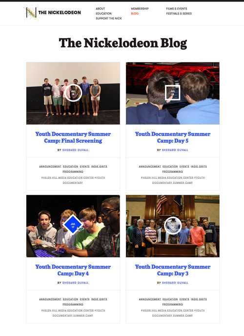 Screenshot of Blog page