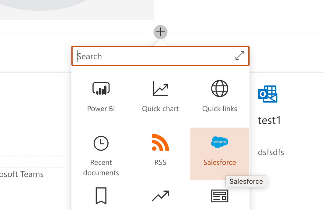 Salesforce includes a web part for SharePoint
