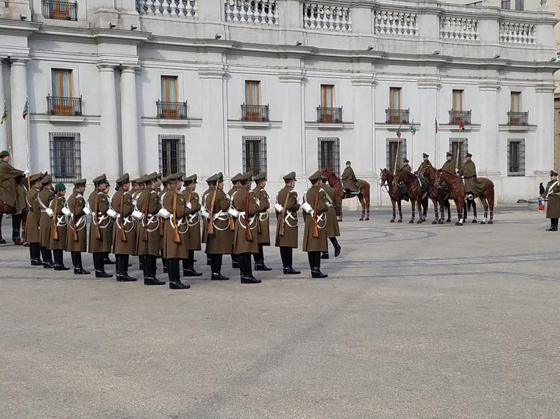Changing of the guard at La Moneda (Presidential Palace)