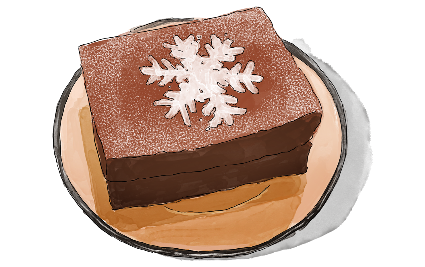 Illustration of a slice of Hazelnut cake