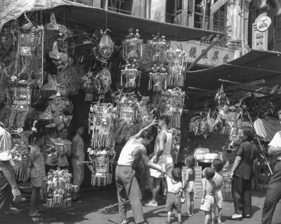Stall selling lanterns for the Mid-Autumn Festival, 1954
