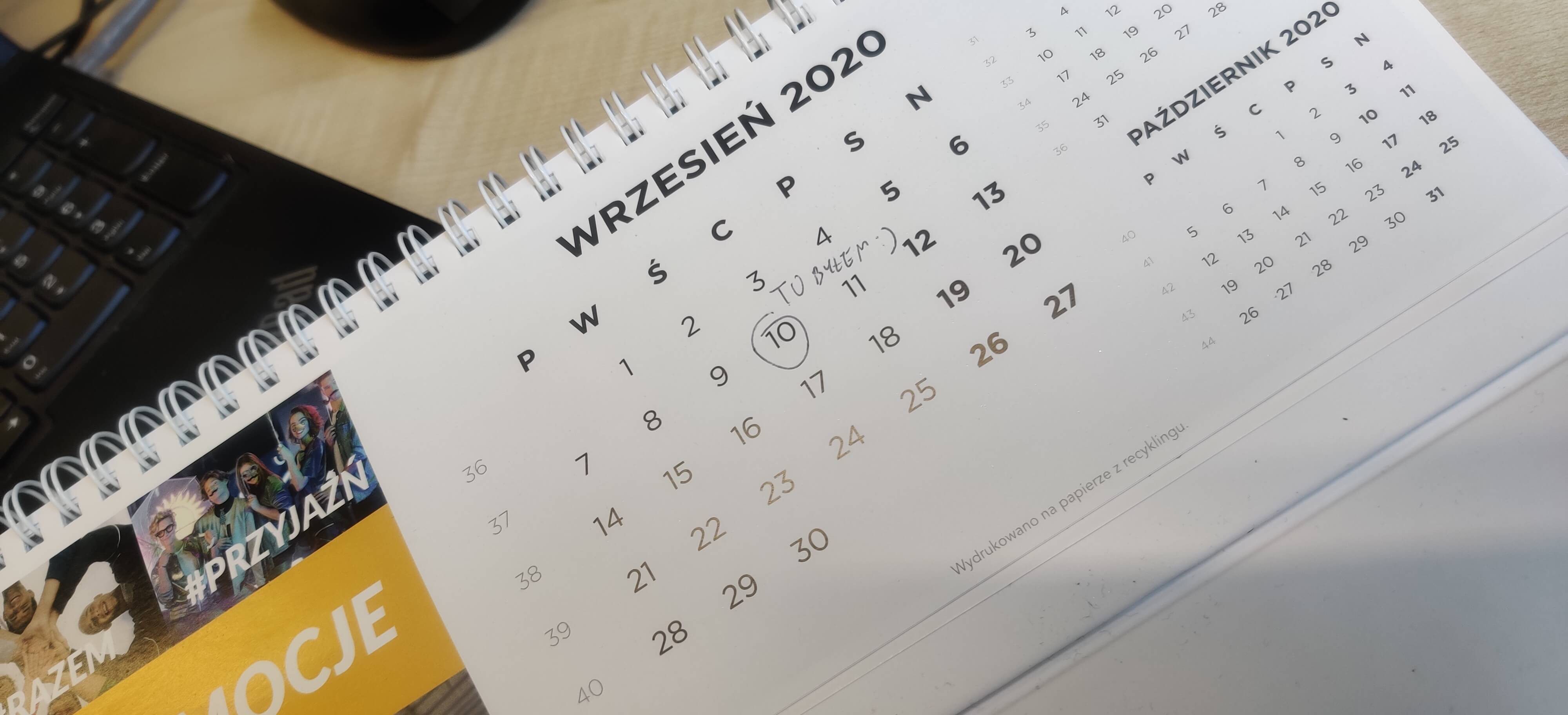 Calendar that stopped on 10th September 2020