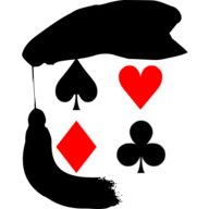 Logoen viser et spar-, hjerter-, ruter- og kløversymbol omkranset av en studenterlue