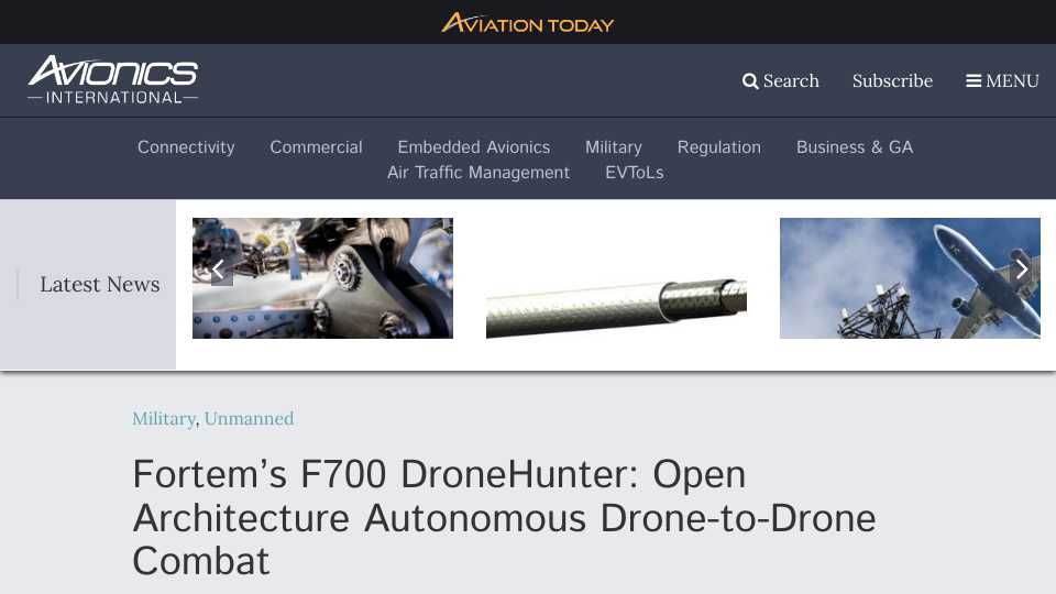 Fortem’s F700 DroneHunter: Open Architecture Autonomous Drone-to-Drone Combat