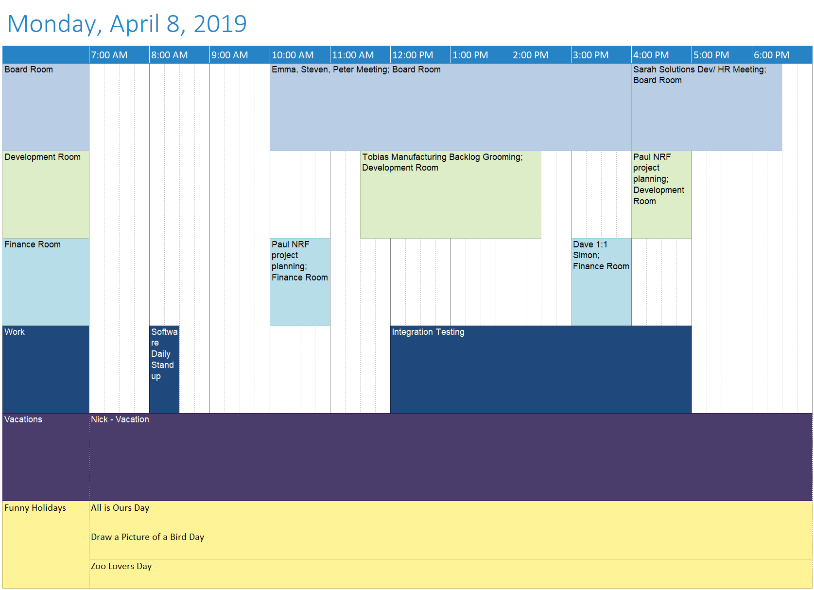 1 Day/Page with Timeslot Columns Template
