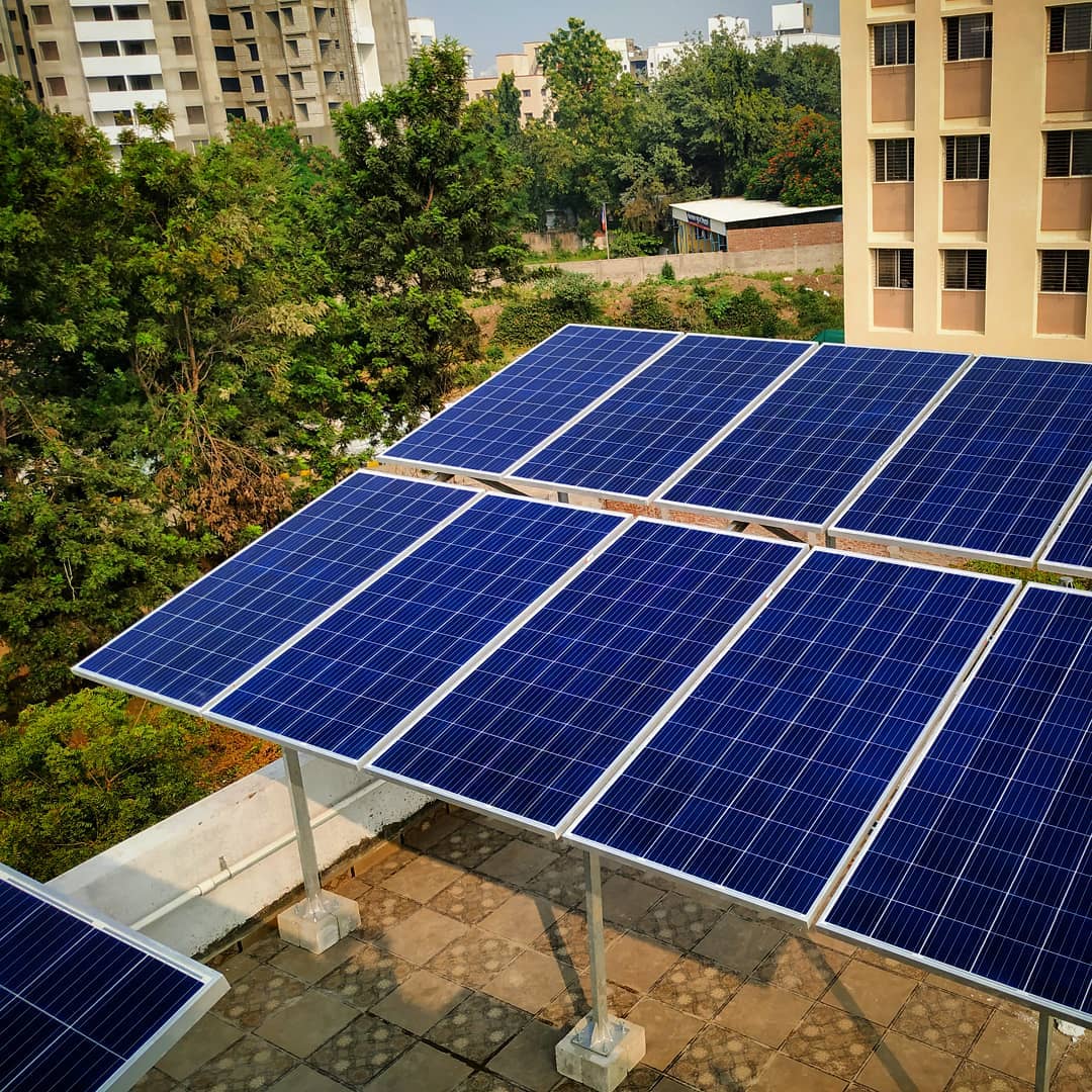 solar panels on terrace, greenary - Pune