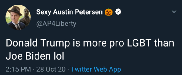 featured image thumbnail for event Petersen claims Trump is more pro LGBT than Biden