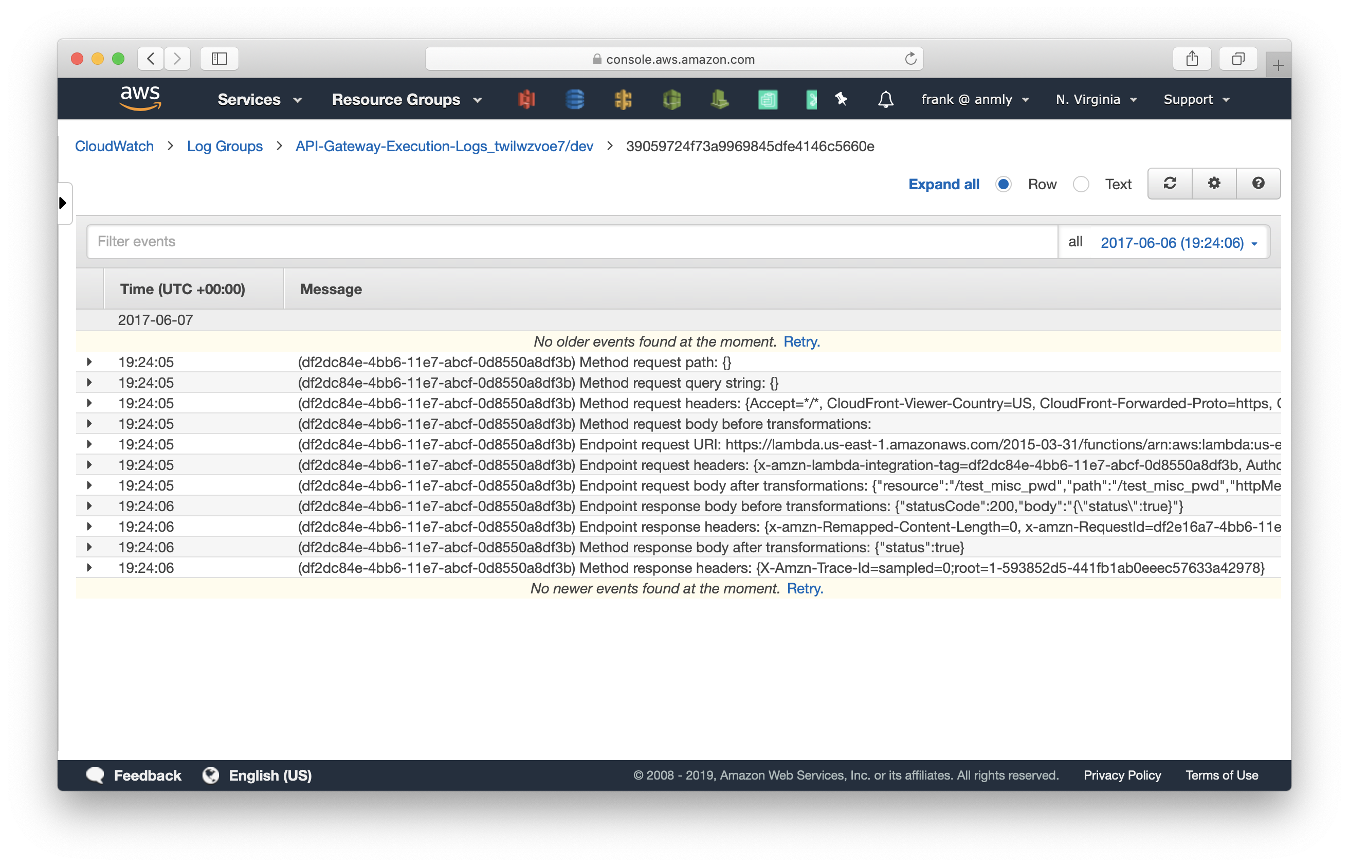 CloudWatch API Gateway Execution Logs