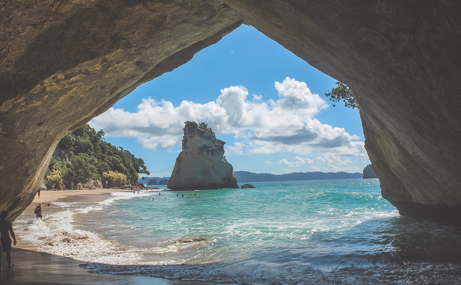 rock formation on the beach in new zealand
