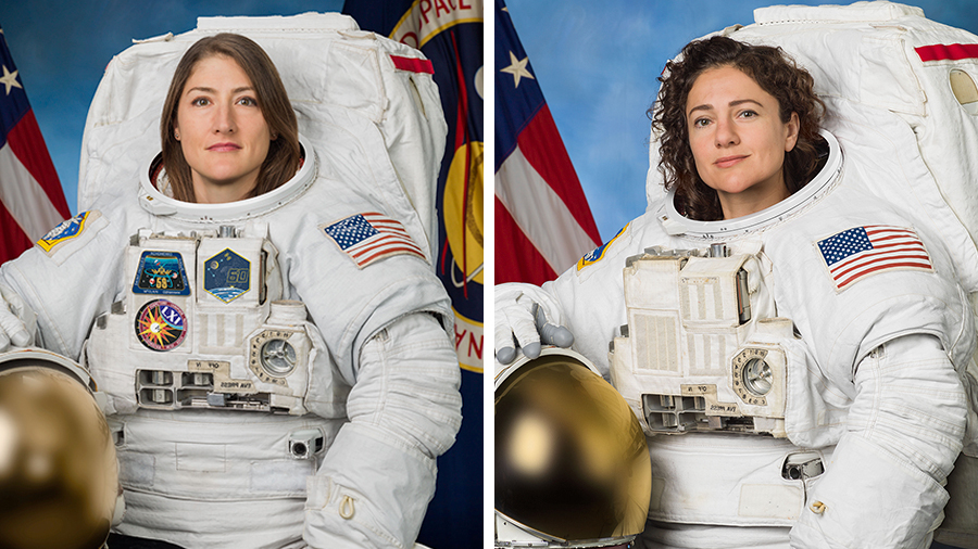 Figure 1: Christina Koch și Jessica Meir au efectuat deja împreună două activități extravehicule, pentru schimbarea bateriilor externe ale Stației Spațiale Internaționale (Sursa foto: NASA)