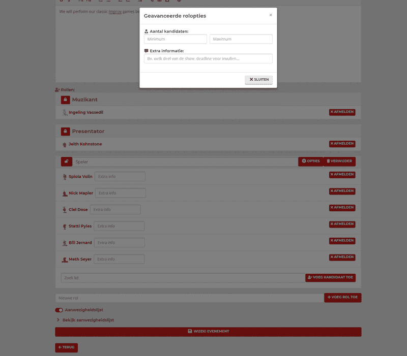 event role options event role options