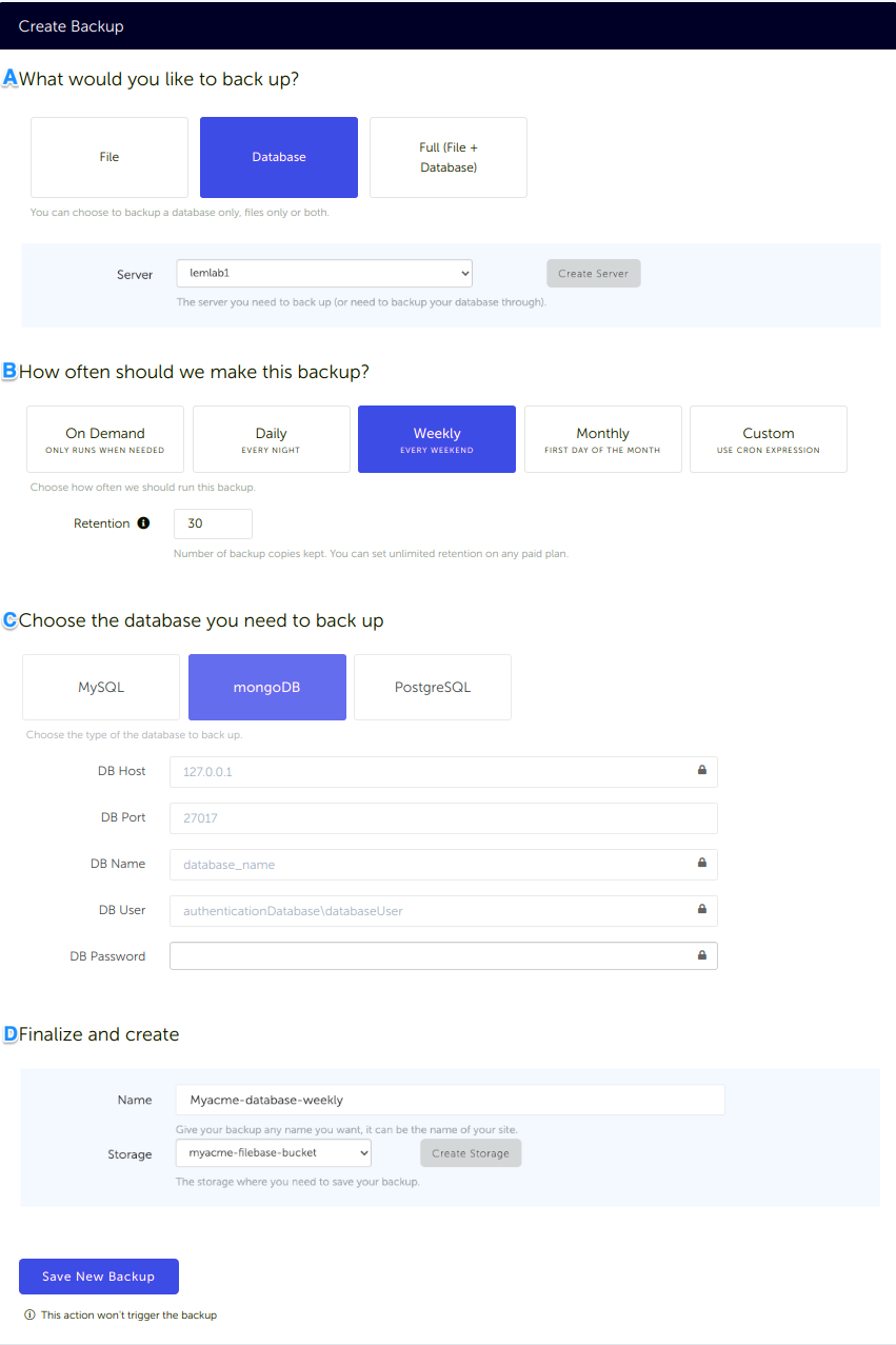 SimpleBackups - Create MongoDB backup SimpleBackups - Create MongoDB backup