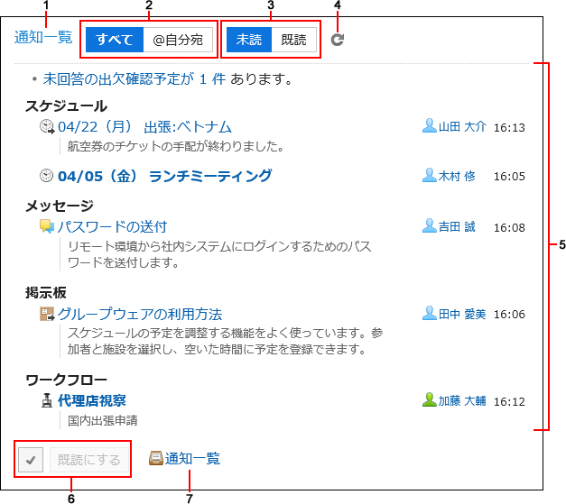 「通知一覧」ポートレット