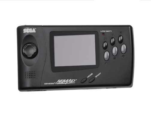 a close of up the face plat for a Sega Nomad; a portable device for playing Sega Mega Drive or Genesis games