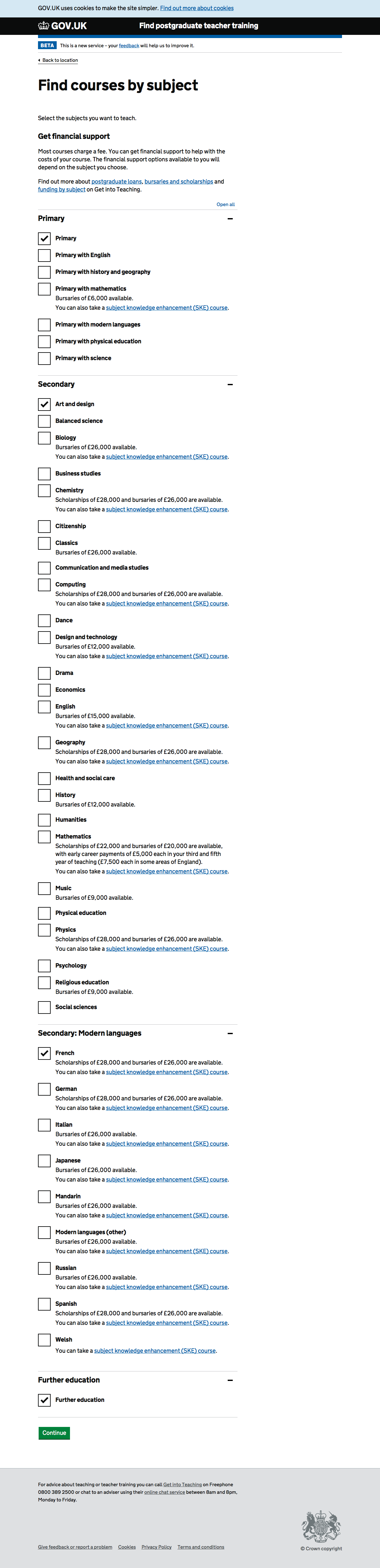 Screenshot of Find by subject